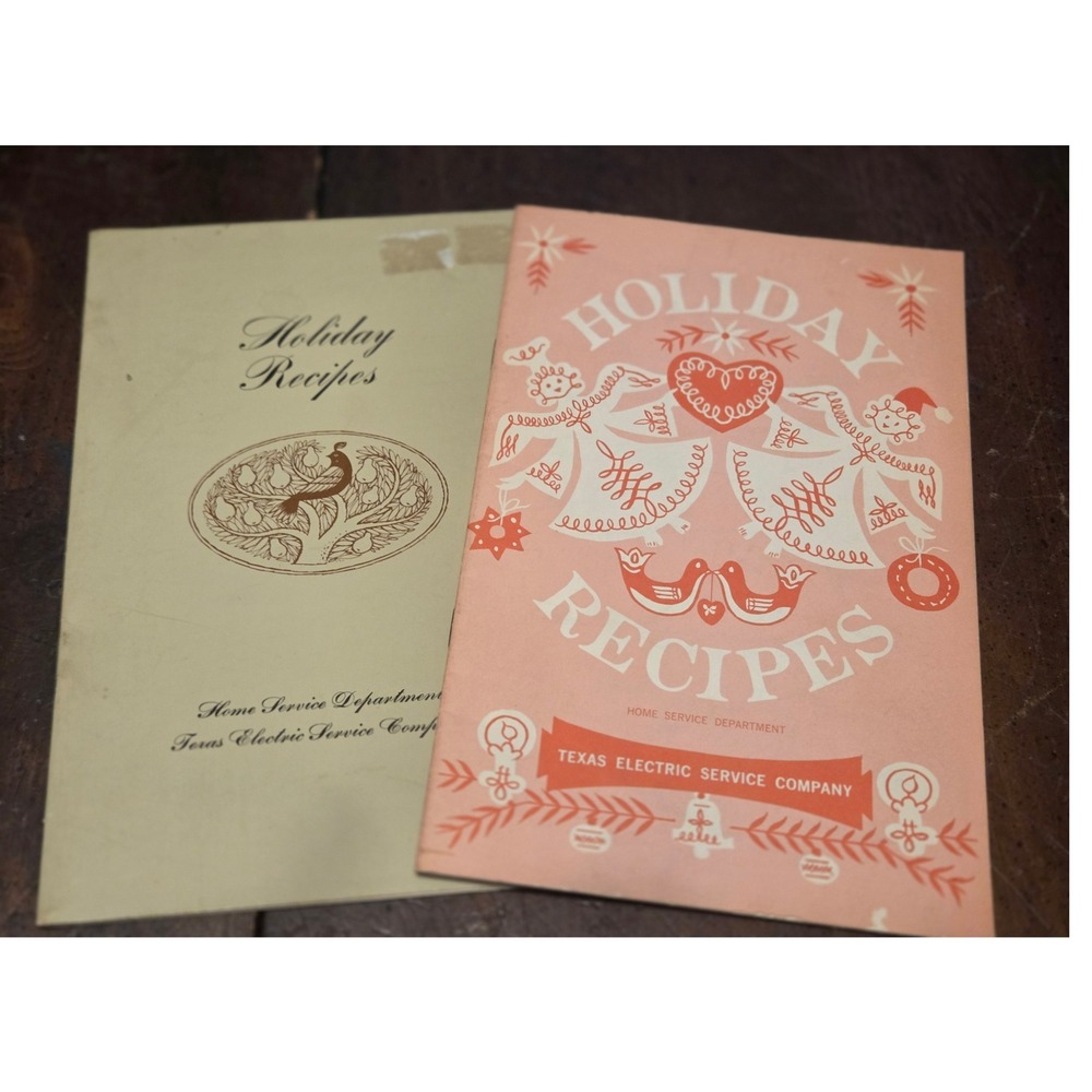 Texas Electric Service‎ Co Holiday Recipes Booklet Set 1970 Pink Vintage